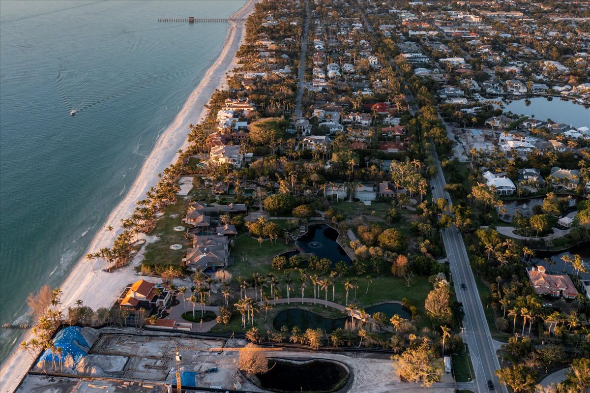 Oblique aerial tracing the Port Royal beachfront